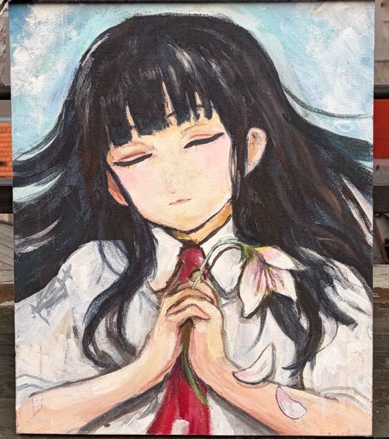 Girl holding flower